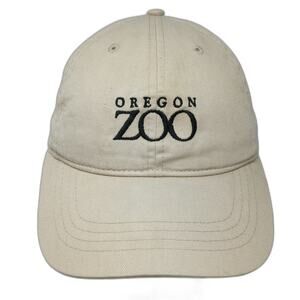 KNP Oregon Zoo Baseball Cap Beige One Size Strapback Cotton Twill Graphic Hat